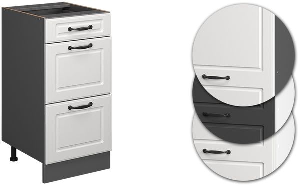 Küchenunterschrank R-Line Weiß Landhaus 40 cm AP Marmor Vicco Bild 5