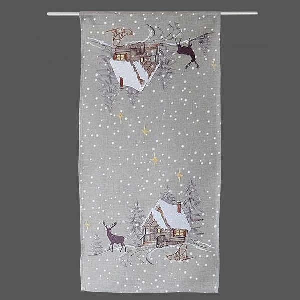 texpot Tischdecke Tischläufer Stickerei Winterwald Weihnachtsdekoration Winter (1-tlg)