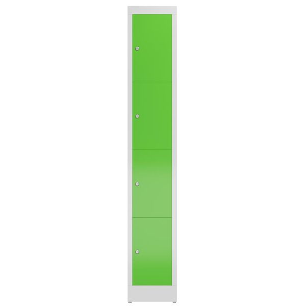 Schließfachschrank Fächerschrank 4 Fächer Spind 180 x 30 x 50 cm lichtgrau/gelbgrün