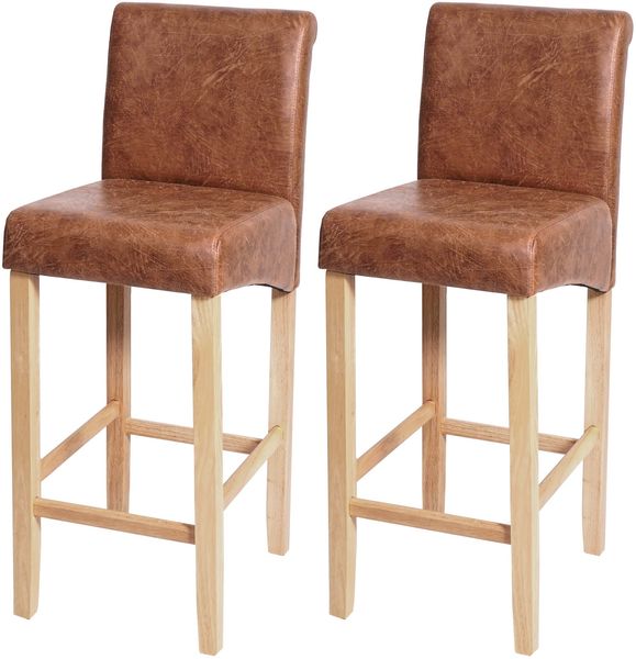 2er-Set Barhocker HWC-C33, Barstuhl Tresenhocker, Holz ~ Wildlederimitat, helle Beine, Stoff/Textil