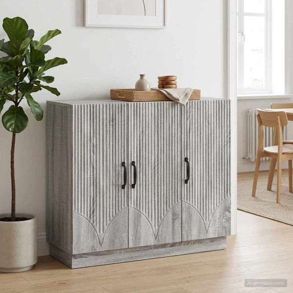 vidaXL Sideboard Graues Sonoma 89 x 34,5 x 77 cm Holzwerkstoff 895341