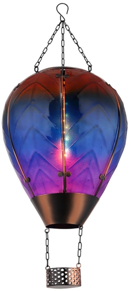LED Solarleuchte, Heißluftballon-Design, Glas, Feuer-Effekt