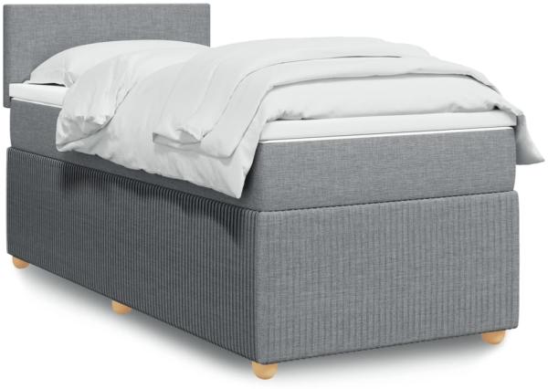 vidaXL Boxspringbett mit Matratze Hellgrau 90x190 cm Stoff 3289604