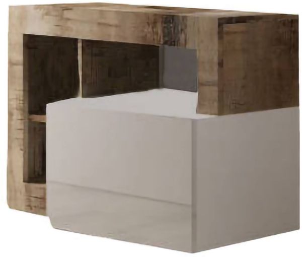 Dmora Schuhschrank Adonide, Schuhregal, Mehrzweck-Eingangsgarderobe, Möbel für Schuhe, Made in Italy, 91x35 h58 cm, Glänzendes Weiß und Akazie