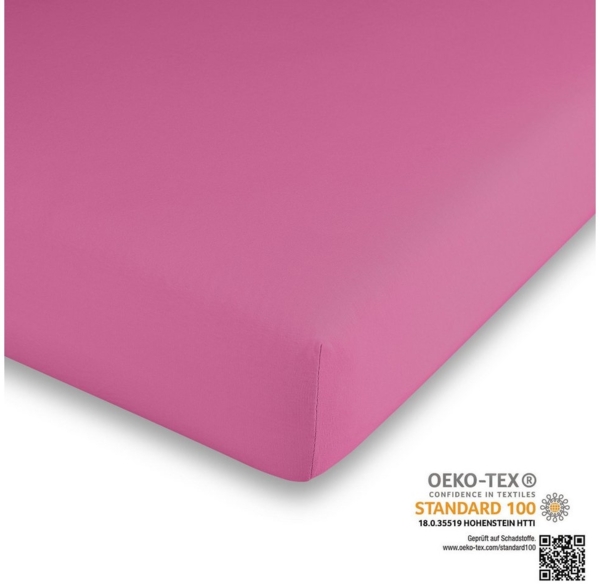 Traumhaft gut Schlafen –Kinder-/Baby Spannbetttuch hochwertige Qualität, trocknergeeignet, Farbe: Pink, Größe: 60 cm x 120 cm