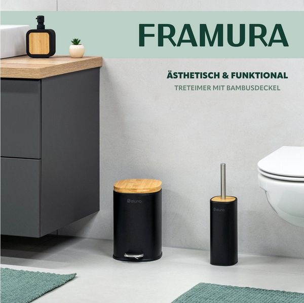 eluno Kosmetikeimer FRAMURA, 5 Liter, aus Metall und Bambus