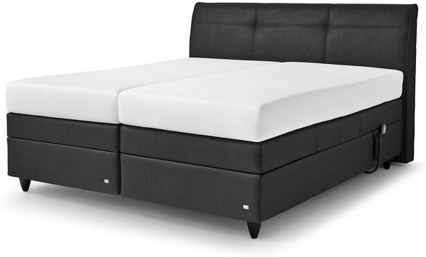 Minerva Boxspringbett grau Kunstleder 219cm x 186cm x 112cm
