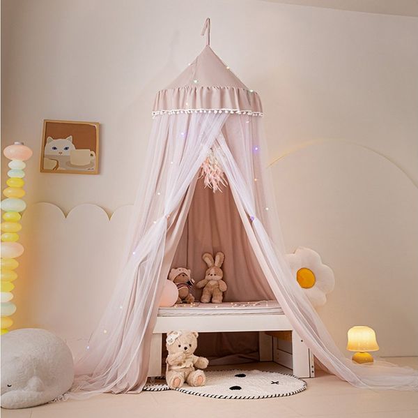 BTTO Betthimmel Babybett Kinderzimmer Baldachin Moskitonetz Insektenschutz Spielzelte, Doppelbett mit Aufbewahrungstasche, Saumlänge ca. 270cm, ohne Bohren