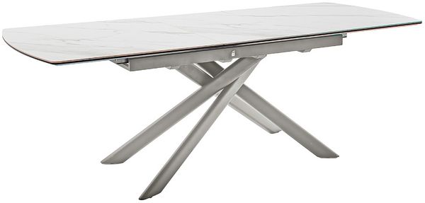Kulissen-Esstisch >VANINO< ausziehbar 230cm, weiß marmoriert, Keramik - 180/230x76x90cm (BxHxT)