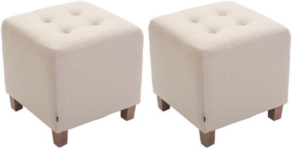 CLP 2er Set Sitzhocker Pharao, antik-hell mit hochwertiger Polsterung,creme