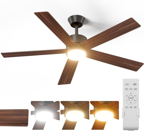 TLGREEN LED Deckenleuchte mit Ventilator, Zylindrischer Deckenventilator mit Beleuchtung, Leiser DC Motor reversibel, 3 Lichtfarben dimmbar, 6 Geschwindigkeiten, Fernbedienung & Timer, Energiesparend Innenraum