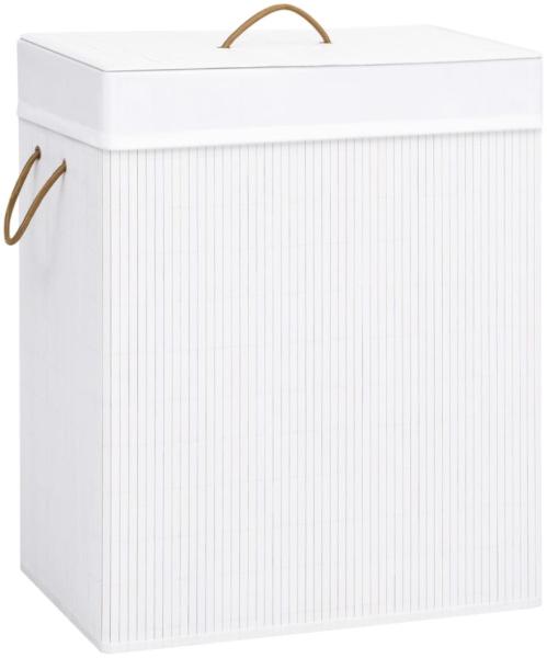 vidaXL Bambus-Wäschekorb mit 1 Fach Weiß 83 L 320752