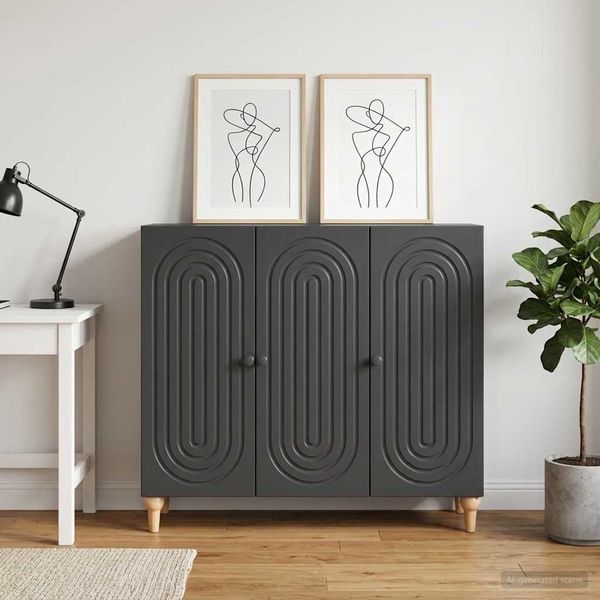 vidaXL Sideboard Schwarz 89 x 34,5 x 80 cm Holzwerkstoff 894186