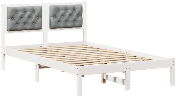 vidaXL Bettrahmen Hellgrau 135 x 190 cm Massives Kiefernholz 878203