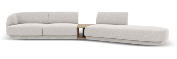 Micadoni Modulares Sofa Miley 4-Sitzer mit 1 Armlehne Rechts Chenille Eden Silber