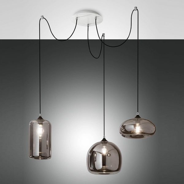 FABAS LUCE No. 3496-47-126 Pendelleuchte Fiona Rauchglas E27 3-flammig