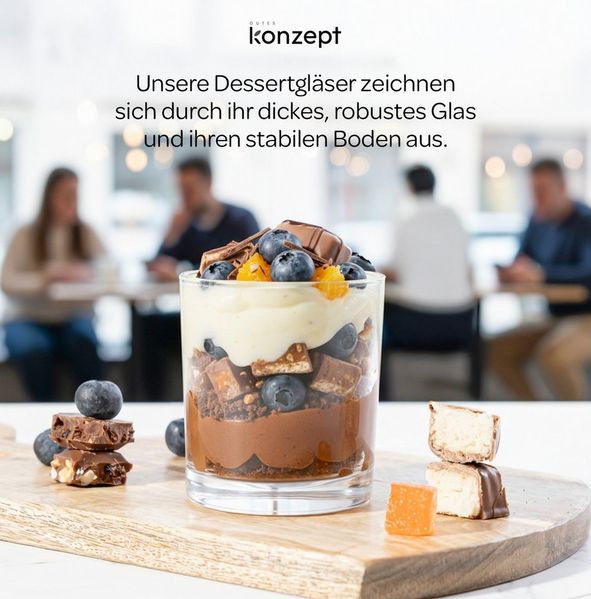 KONZEPT Dessertschale 6/12er Set 245 ml – Klassisches Design, Spülmaschinenfest, Elegant, (6-tlg), Ideal für Desserts, Eis, Pudding & Mousse – Europäische Qualität