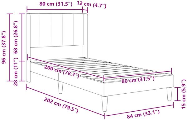 vidaXL Bettrahmen mit Kopfteil Dunkelgrau 80 x 200 cm Samt 42027468 Bild 9