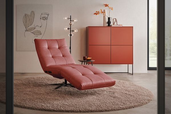 KAWOLA Relaxliege LETICIA motorisch Leder rot 115 x 156 x 82 cm