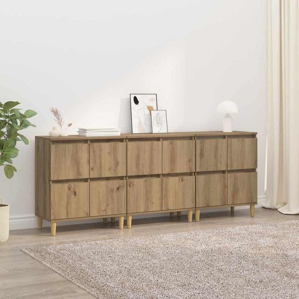vidaXL Sideboards 3 pcs Artisan-Eiche 60 x 35 x 70 cm Holzwerkstoff 3415574