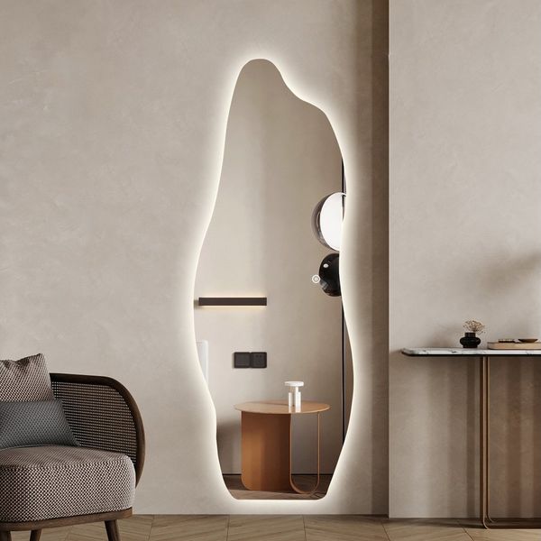 WDWRITTI Ganzkörperspiegel Led 165x60 165x50 150x50 140x40cm Spiegel Wandspiegel mit Beleuchtung (Flurspiegel Rund Bogen modern, für Schlafzimmer, Wohnzimmer, Flur, Garderobe, Hotel), 3Lichtfarben, Dimmbar, Speicherfunktion
