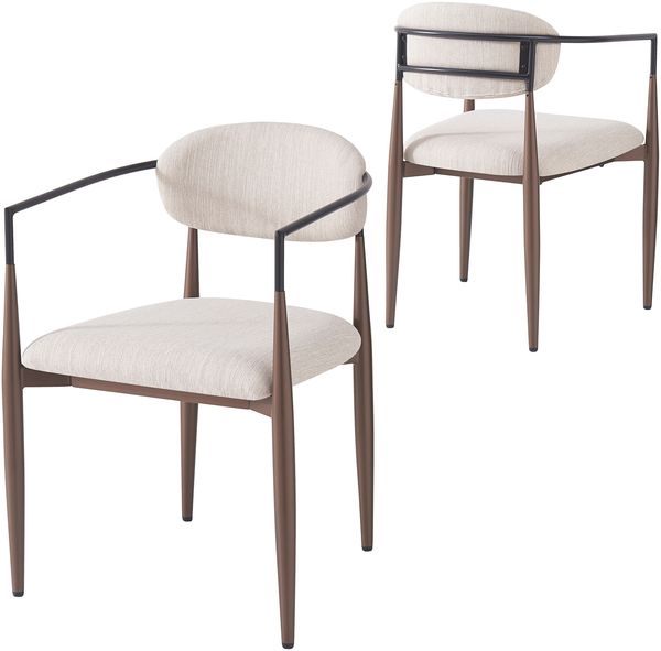 Merax Esszimmerstuhl(Set, 2 St), 2er Set, Leinenstoff, Make-up-Stuhl, leichter Luxus-Stuhl im Modestil, ergonomischer Stuhl, verstellbares Fußdesign, Beige