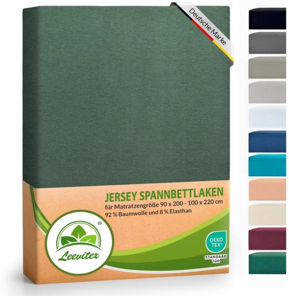 leevitex® Spannbettlaken Luxus Elasthan Jersey Spannbettlaken, Gummizug: Rundum-Gummizug
