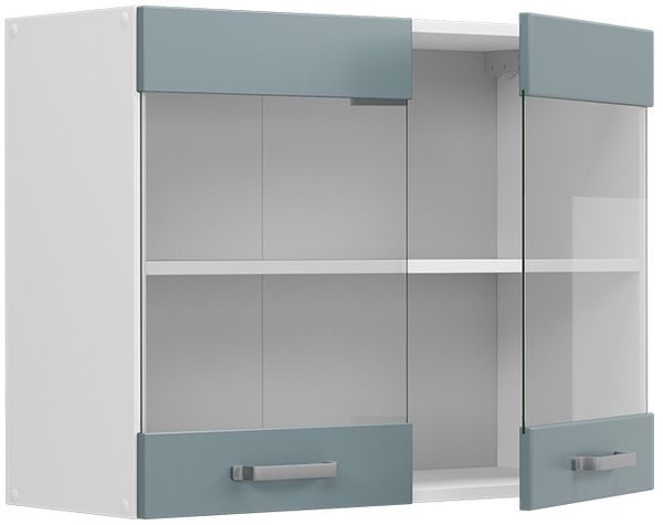 Hängeschrank R-Line Blau-Grau 80 cm mit Glastüren Vicco Bild 5