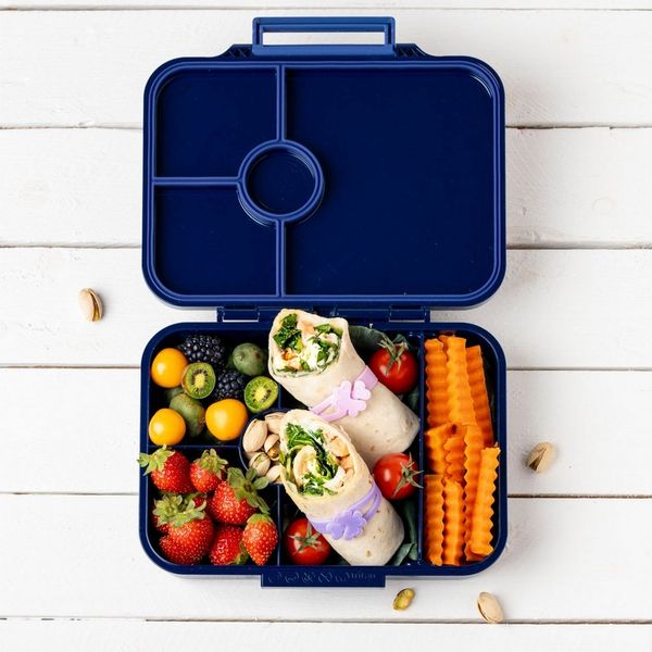 LEKKABOX Lunchbox Bentobox Brotdose, 4 Fächer - Kinder Vesperdose Brotbüchse Brotbox, Für feuchte Lebensmittel auslaufsicher, inkl. extra Trenner