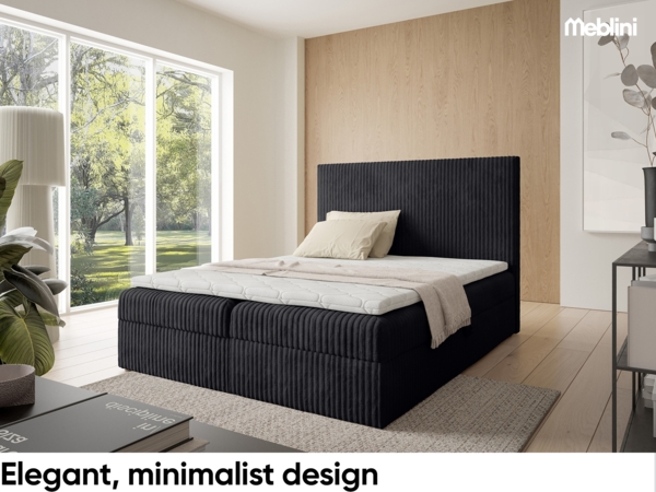 MEBLINI Boxspringbett TYLA 200x200 cm mit Bettkasten – H3/Schwarz Plüsch Polsterbett - Doppelbett mit Topper & Bonellfederkern-Matratze Bild 3