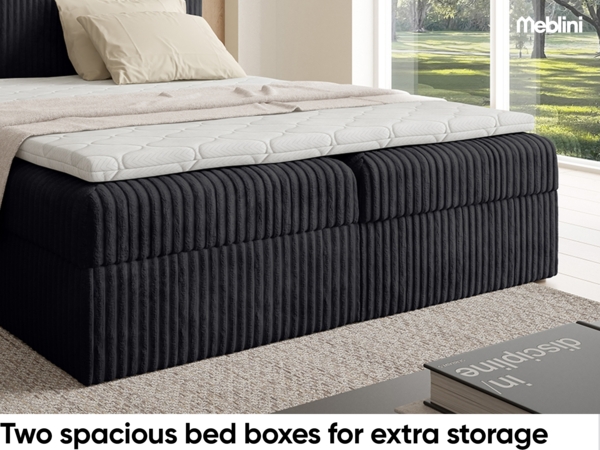 MEBLINI Boxspringbett TYLA 200x200 cm mit Bettkasten – H3/Schwarz Plüsch Polsterbett - Doppelbett mit Topper & Bonellfederkern-Matratze Bild 4