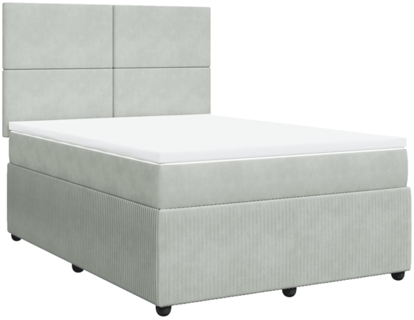 vidaXL Boxspringbett mit Matratze Hellgrau 160x200 cm Samt 3292376