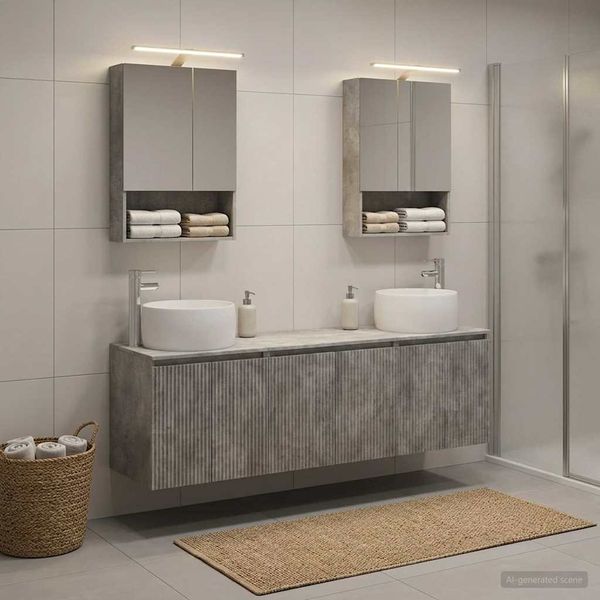 vidaXL Badezimmerschrank-Set 5 pcs Betongrau Holzwerkstoff 3406522