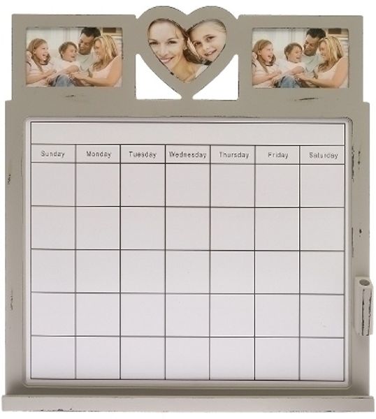 Wochenplan Aada mit 3er Fotorahmen MDF Grau Antik