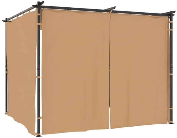vidaXL Pavillon mit Vorhängen 3x3 m Taupe Stahl 313897
