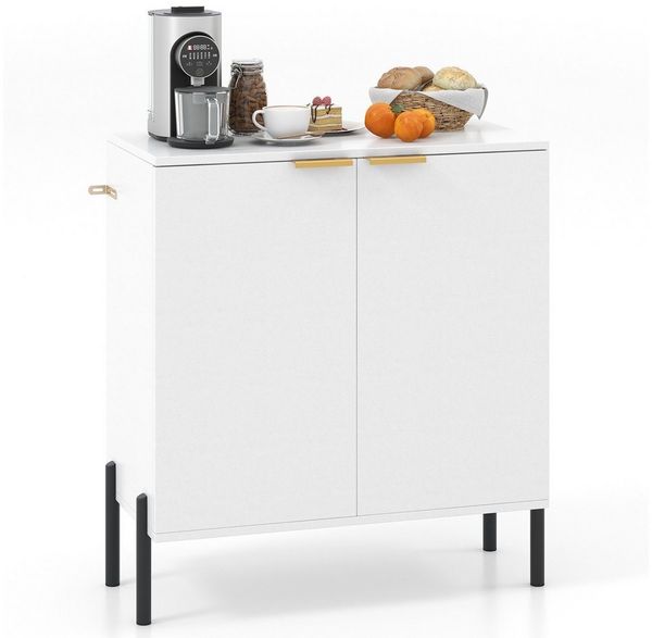 COSTWAY Küchenbuffet mit 2 Türen Sideboard Holz 70x37x78cm, Weiß