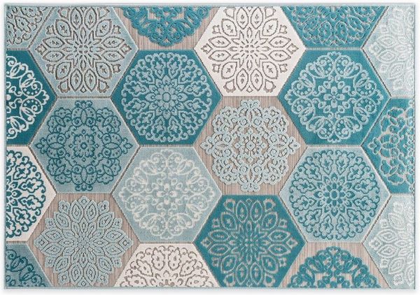 DomDeco Teppich In- und Outdoor-Teppich "Classic Hexagon Tiles M" 120x170 cm für Innen, Rechteckig, Höhe: 5 mm