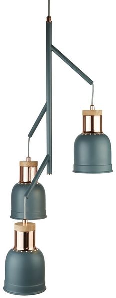 Hängeleuchte, grau-matt, kupfer, H 177 cm, BARHAM