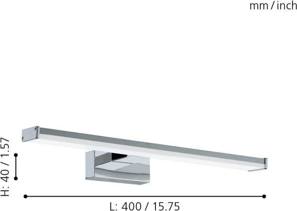 Eglo 96064 Spiegelleuchte Pandella 1 Stahl chrom silber, Kunststoff weiß 7,4W L:40cm H:4cm