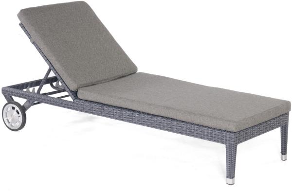 Sonnenpartner Sonnenliege Caicos Aluminium mit Polyrattan graphit-schwarz Rollliege mit Auflage