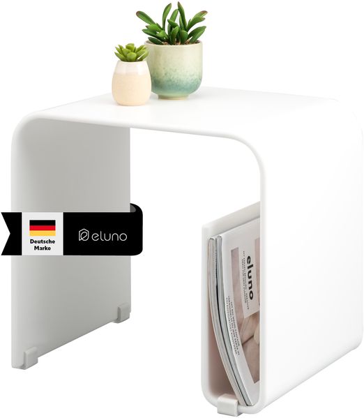Acryl Beistelltisch mit Magazinhalter 2in1, weiß-matt