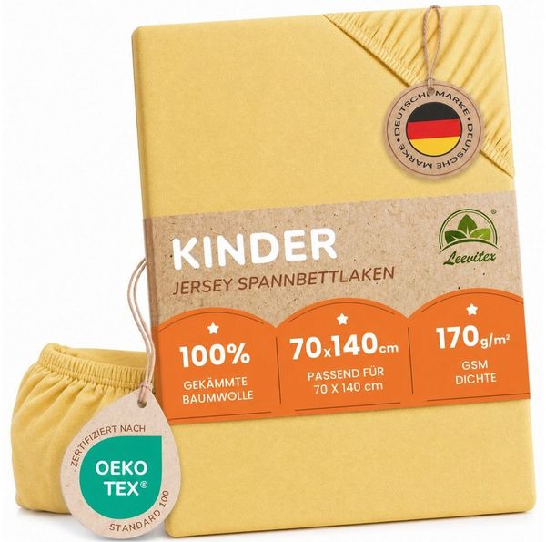leevitex® Spannbettlaken in verschiedenen Größen und Farben, Jersey aus 100% Baumwolle, Jersey, Gummizug: rundum, (1 Stück), für Kinder- & Standardmatratzen, OEKO-TEX® STANDARD 100 zertifiziert