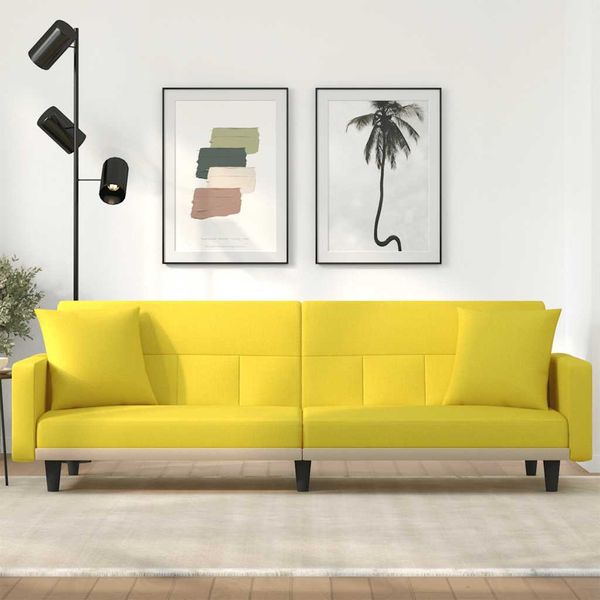 vidaXL Schlafsofa mit Kissen Hellgelb Stoff 351879