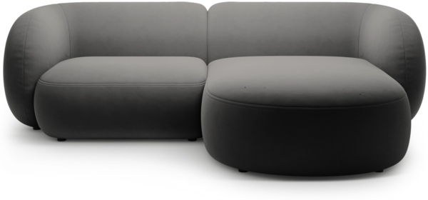 Micadoni Ecksofa Kate 2-Sitzer Rechts Samt Dunkelgrau