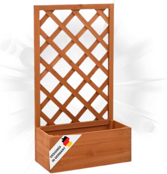 DELUKE® Rankkasten Gartenspalier MINO braun 90x50x25cm Spalier mit Blumenkasten mit Rankgitter Rankhilfe mit Pflanzenkasten Blumenkübel Pflanzgefäß