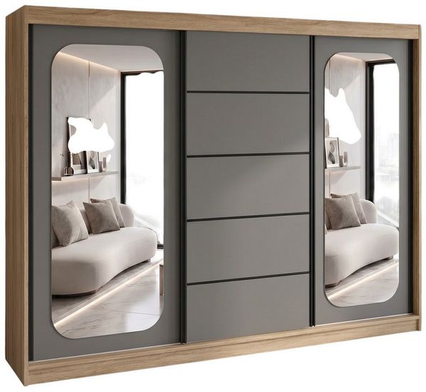 A&J MöbelLand GmbH Schiebetürenschrank BELANO – Moderner Kleiderschrank mit Schiebetüren (Die perfekte Kombination aus modernem Design, hoher Funktionalität und großzügigem Stauraum für Kleidung, Bettwäsche und Accessoires, erhältlich in verschiedenen ...