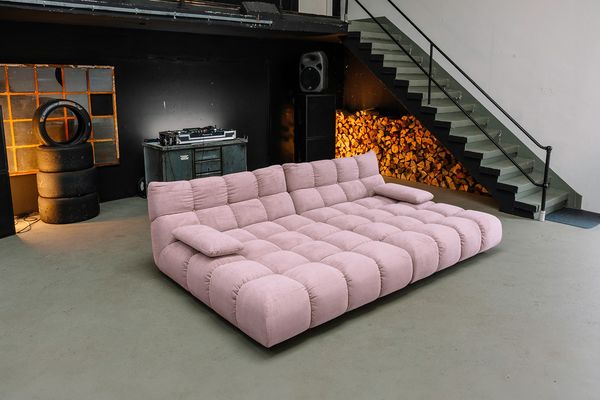 KAWOLA Big Sofa VIVIEN Feincord rosa 85 x 178 x 296 cm