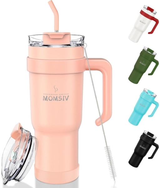 40oz Thermobecher mit Stroh und Griff, Edelstahl Isolierbecher für Heiße Kalte