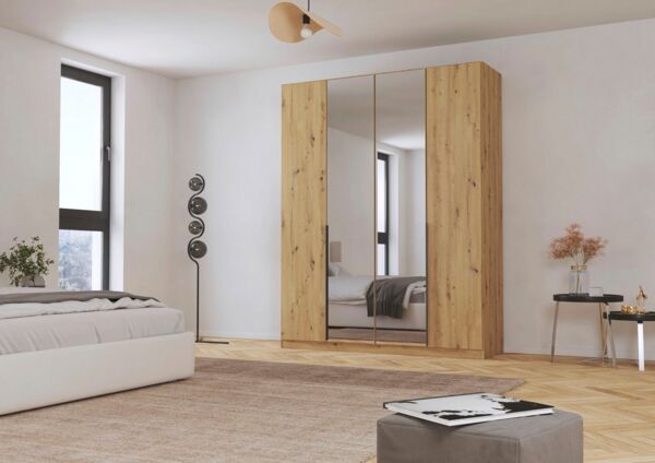OTTO home Drehtürenschrank Kleiderschrank Schrank Garderobe AGORDO mit Dekor- oder Hochglanzfront (in zwei Griff-Farben, Breiten 91-405 cm) durchdachte Innenausstattung, in 7 Breiten und 2 Höhen MADE IN GERMANY