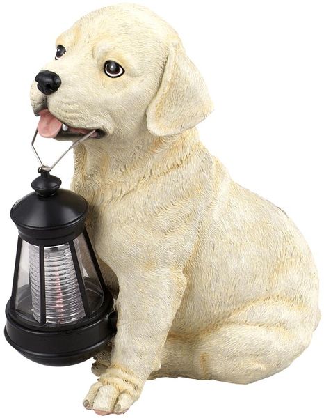 LED Solarleuchte, Hund Labrador mit Laterne, H 24 cm